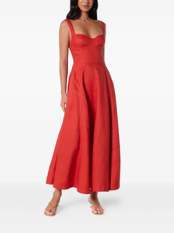 NICHOLAS Anya Sleeveless Paneled Maxi Dress in Red