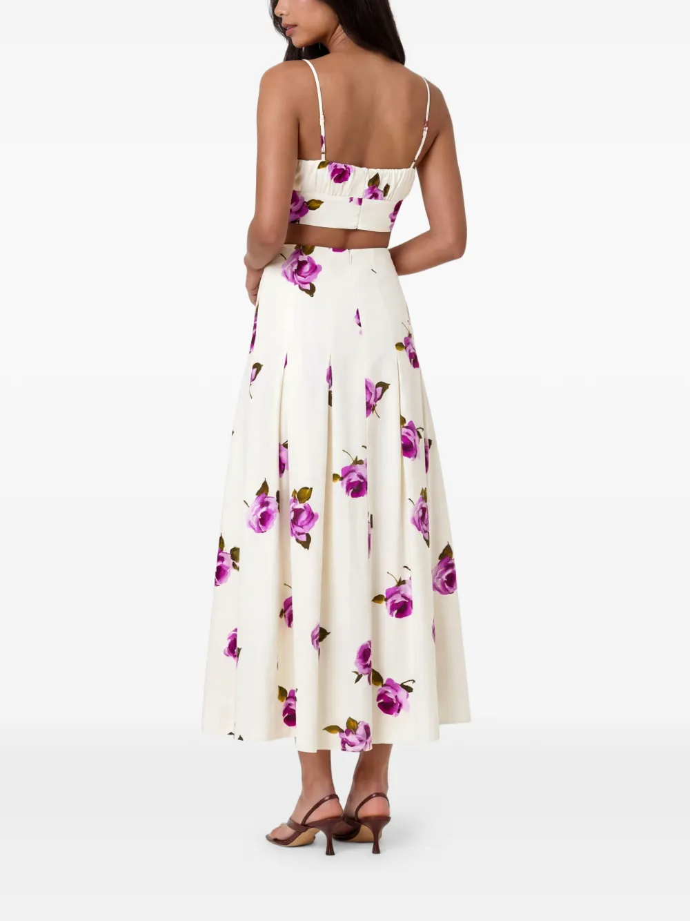 Nicholas Yulia top met bloemenprint en spaghettibandjes Beige