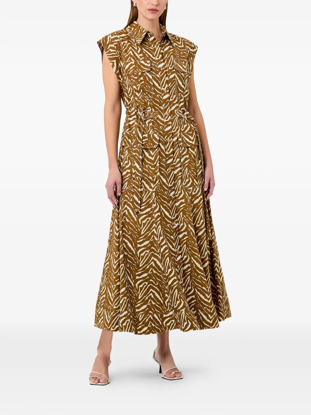 Nicholas Romina jurk met abstracte zebra Bruin