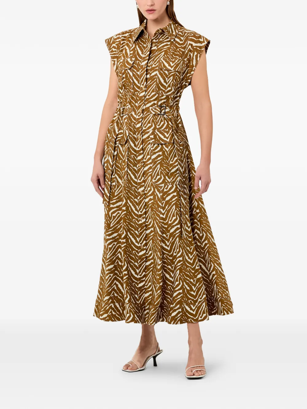 Nicholas Romina jurk met abstracte zebra Bruin