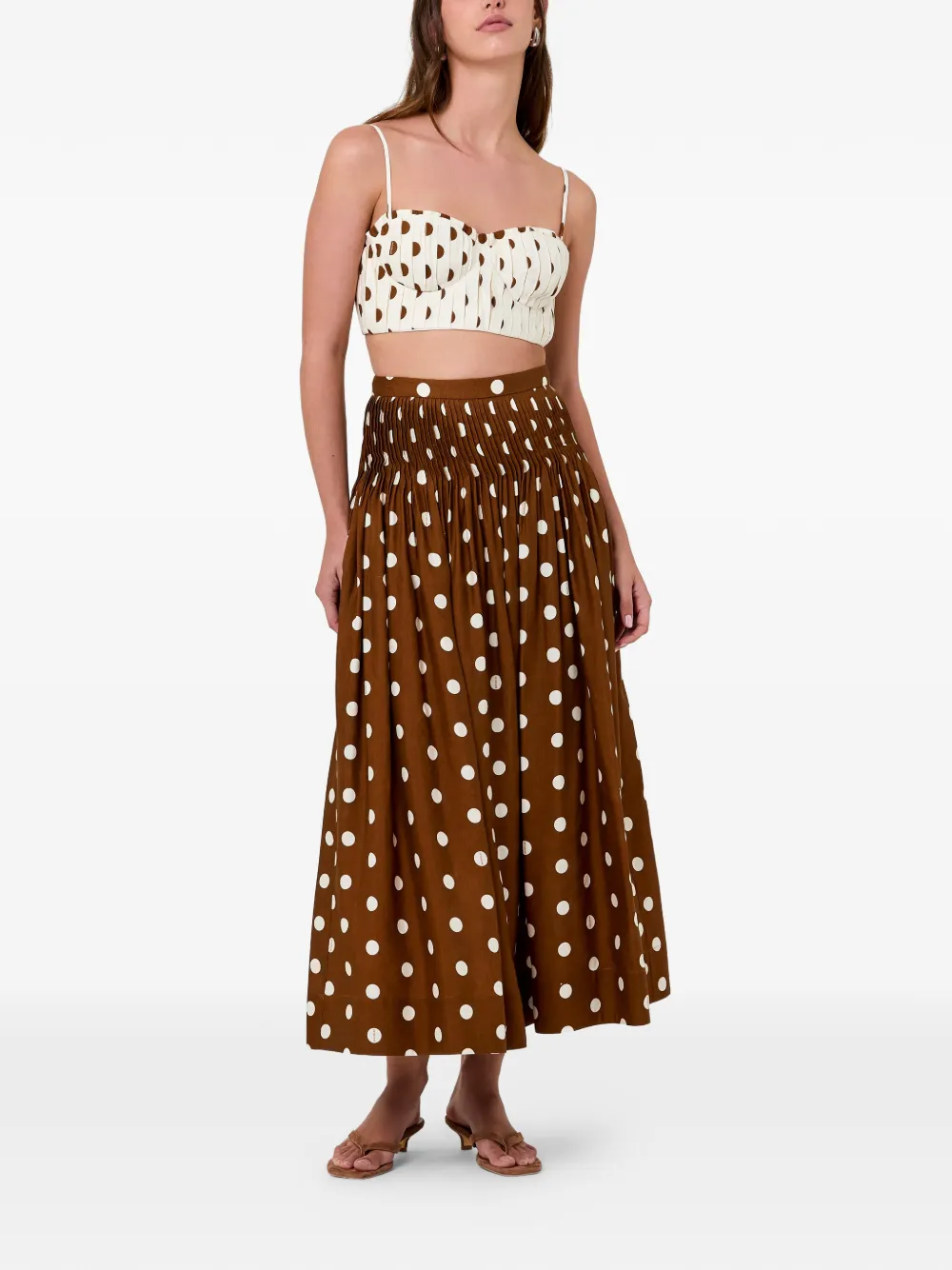 Nicholas Amabelle gesmockte midi-rok Bruin
