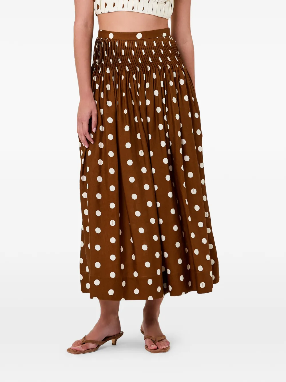 Nicholas Amabelle pintuck midi skirt - Marrone