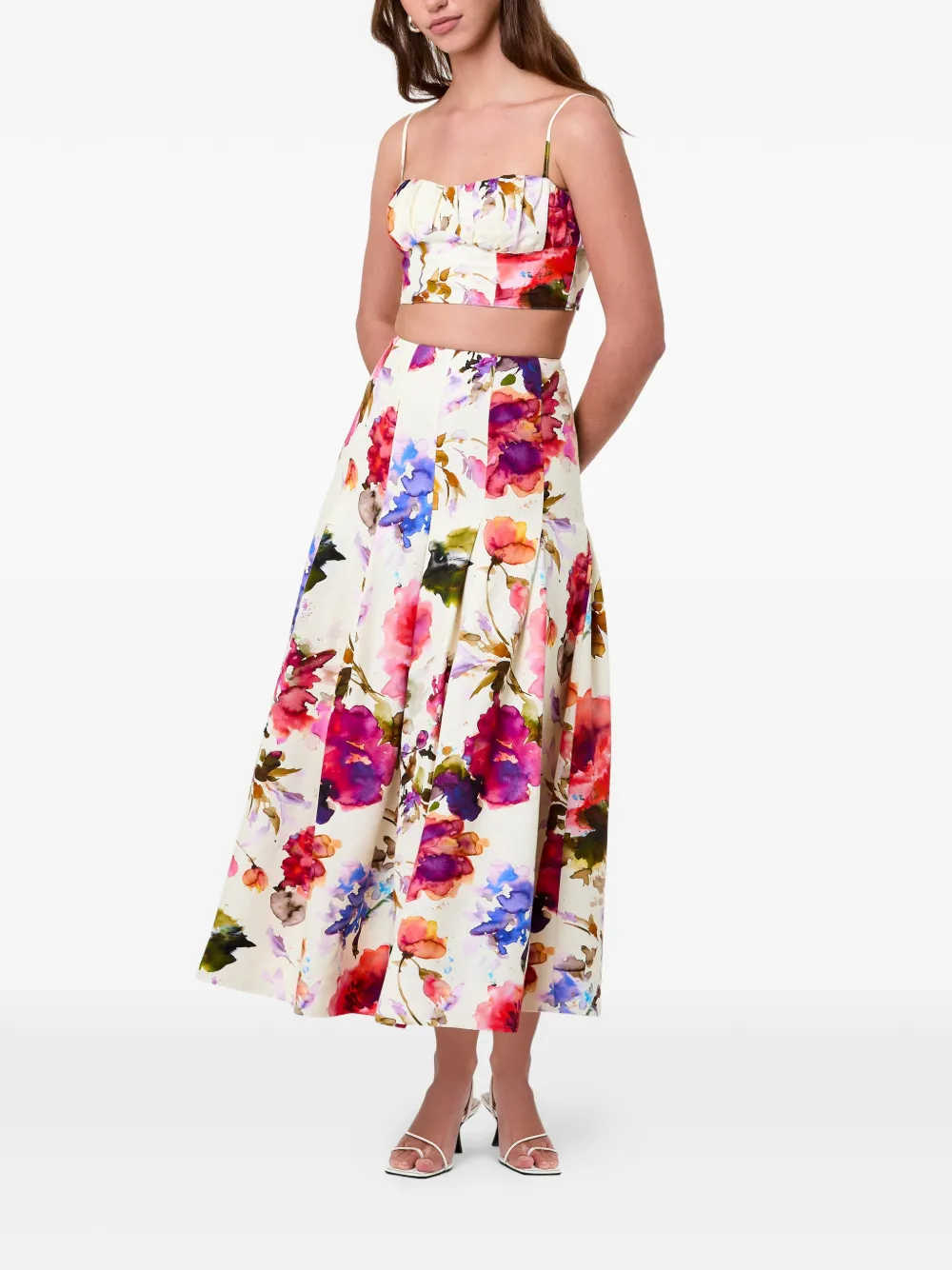 Nicholas Jordana plooirok met bloemenprint Beige