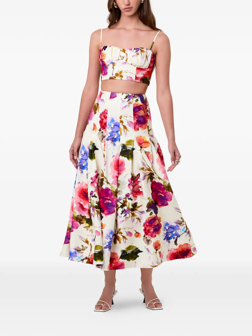 Nicholas Jordana plooirok met bloemenprint Beige
