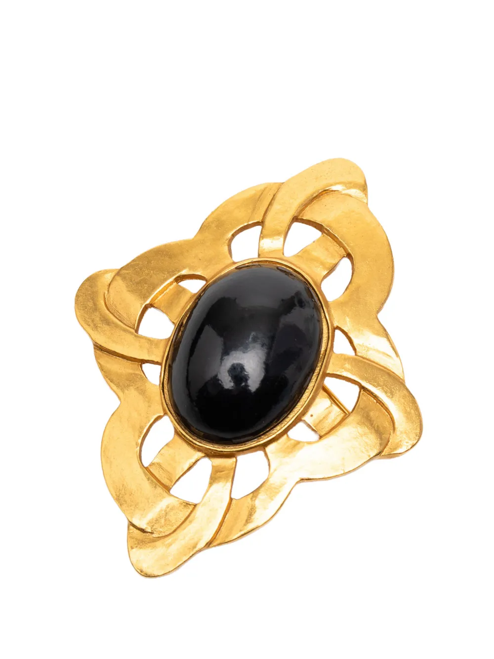 CHANEL Pre-Owned 1997 Gold Plated Gripoix Brooch costume brooch - Schwarz