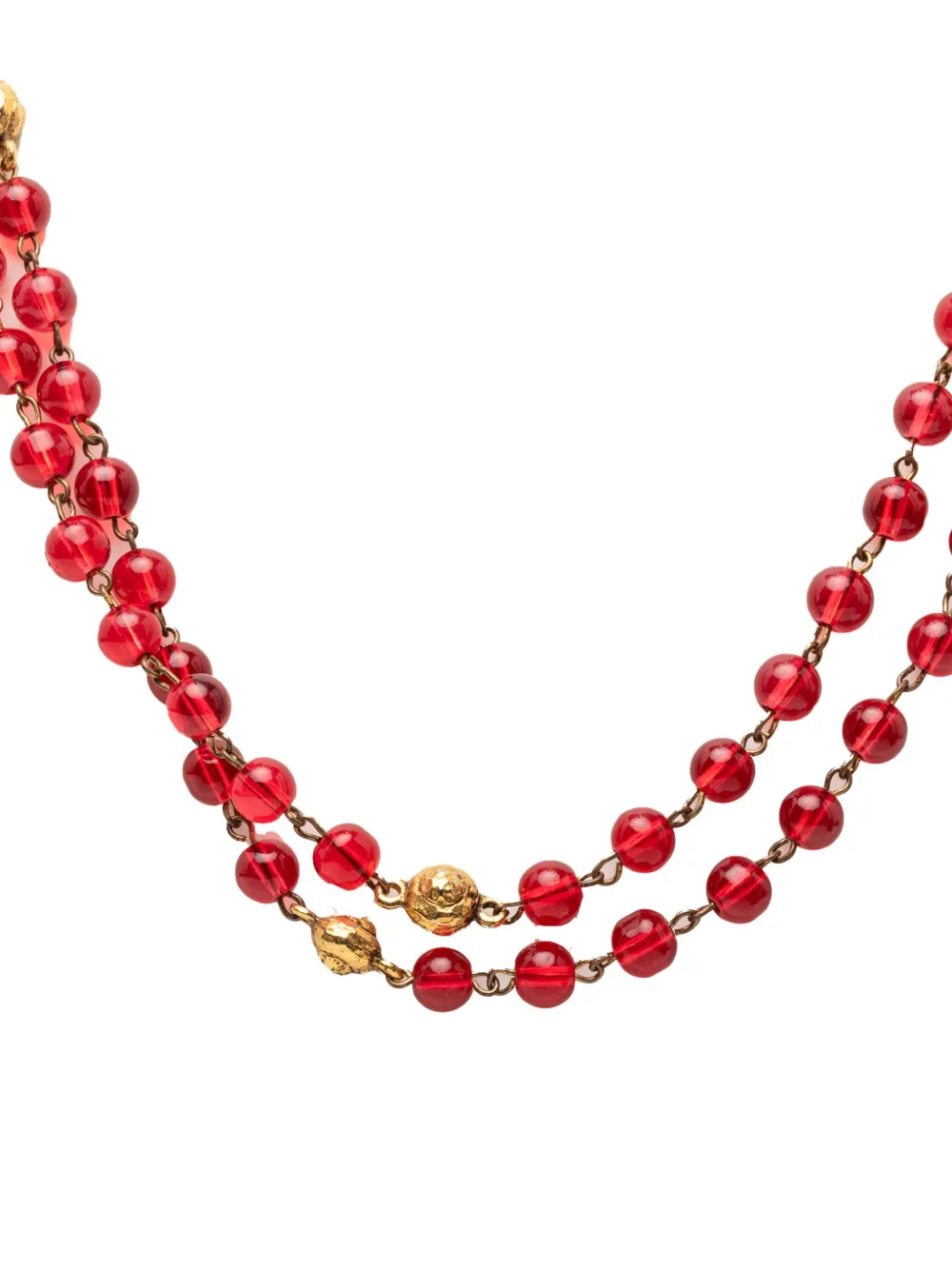 CHANEL Pre-Owned 1970-1980 Gripoix Glass and Gold Plated Long Necklace costume necklace - Rosso