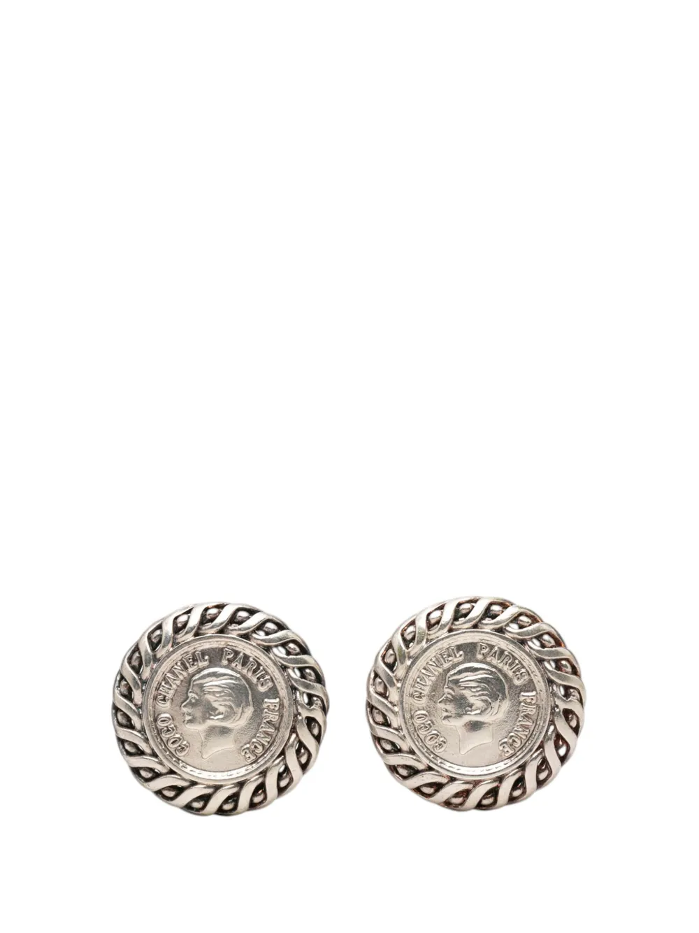 CHANEL Pre-Owned 1997 Silver Plated Medallion Clip On Earrings costume earrings - Argento