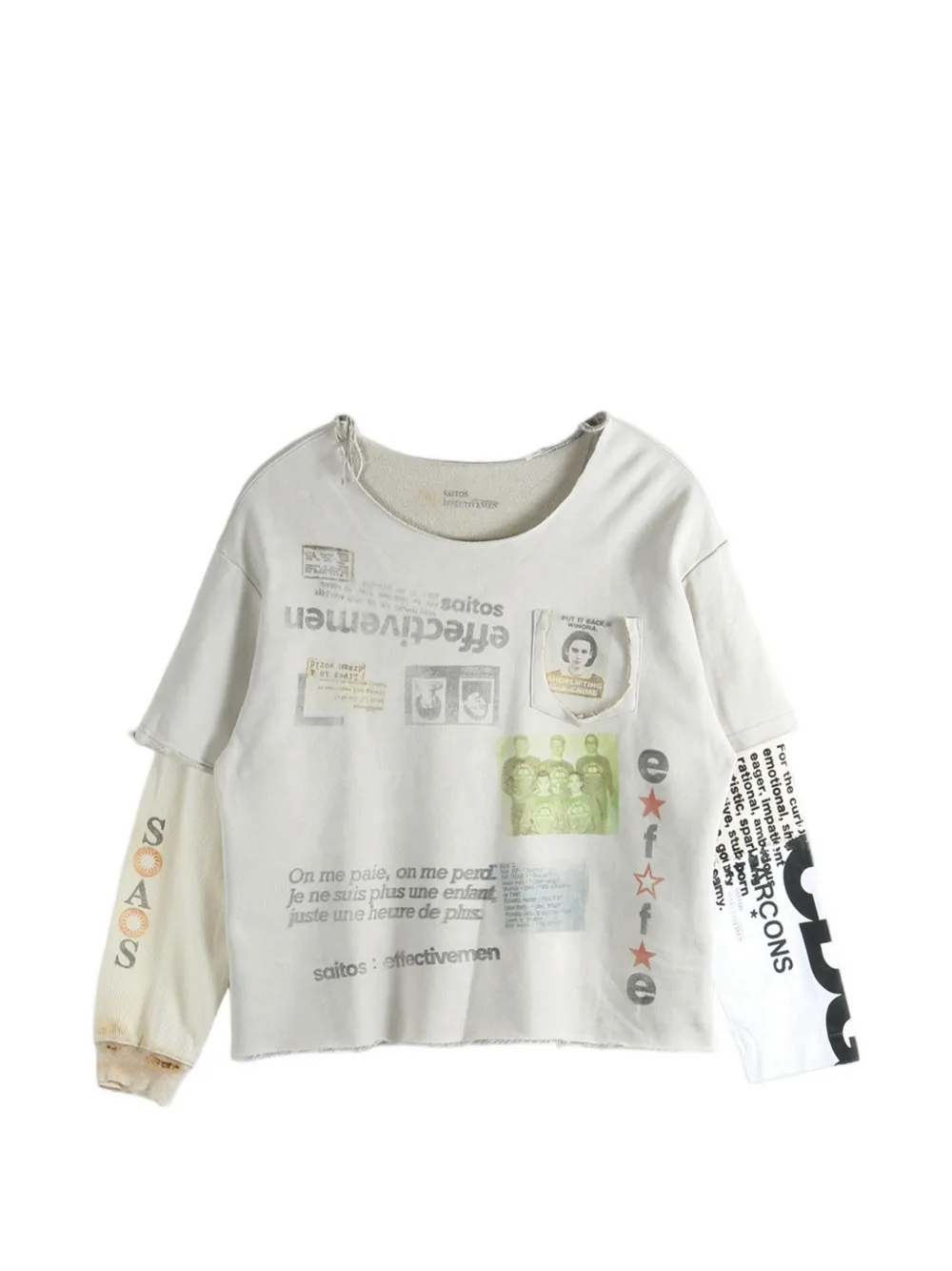 SAITOS T-shirt a strati con stampa - Toni neutri