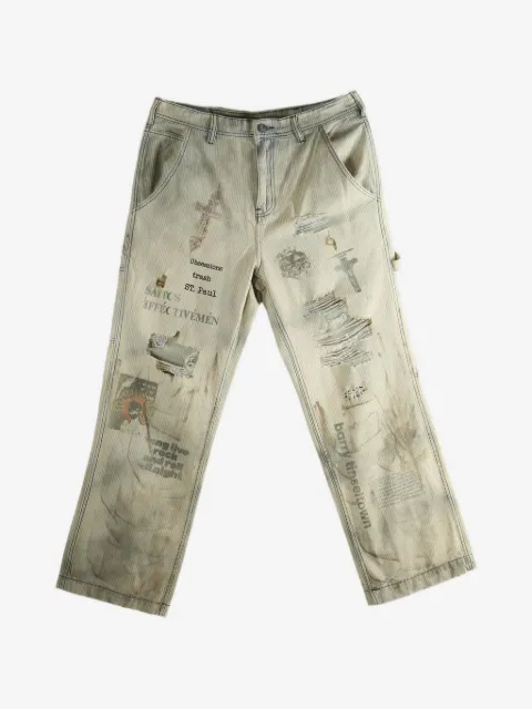 SAITOS distressed graphic-print work trousers
