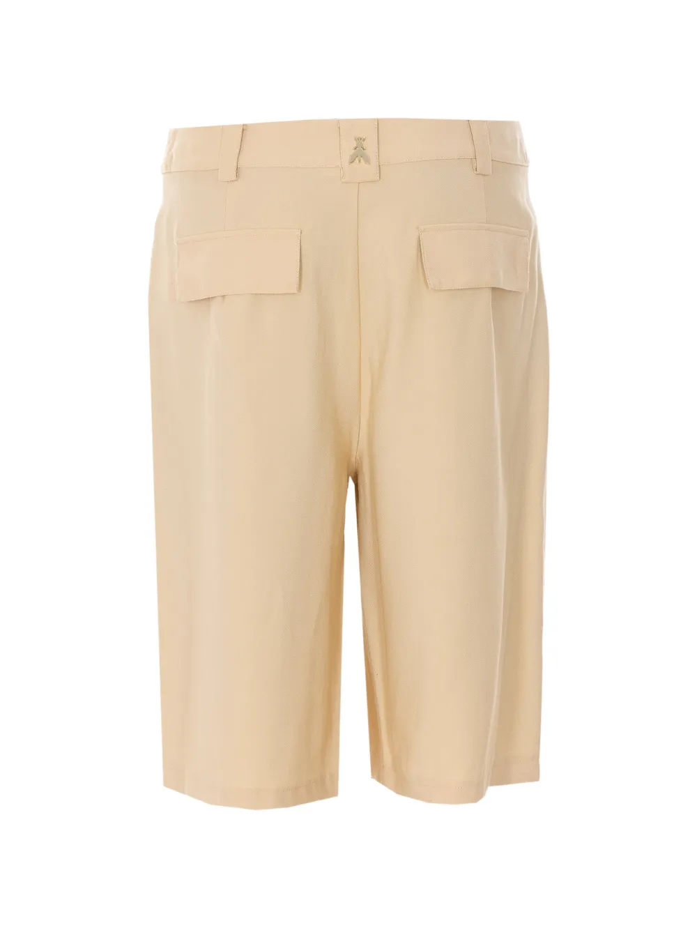 Patrizia Pepe Shorts met gespdetail en logoplakkaat Beige
