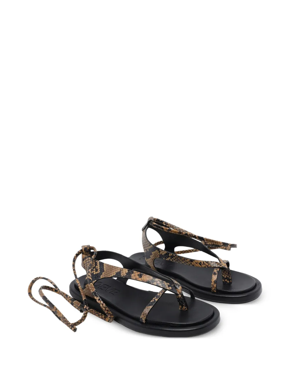 POEVE Flavia sandalen met slangenleer-effect Beige