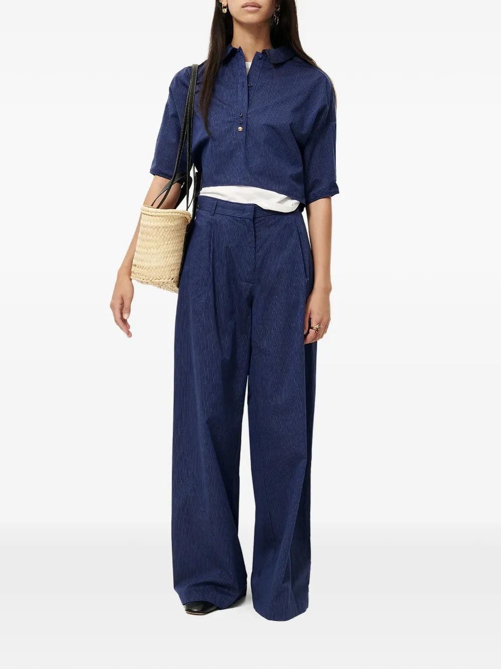 Sessùn Provencia broek met krijtstreep Blauw