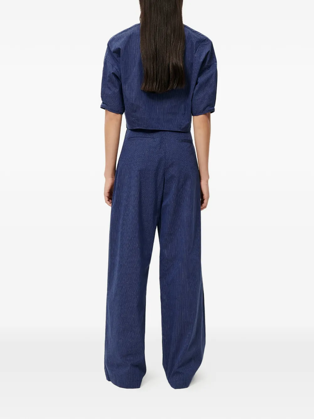 Sessùn Provencia broek met krijtstreep Blauw