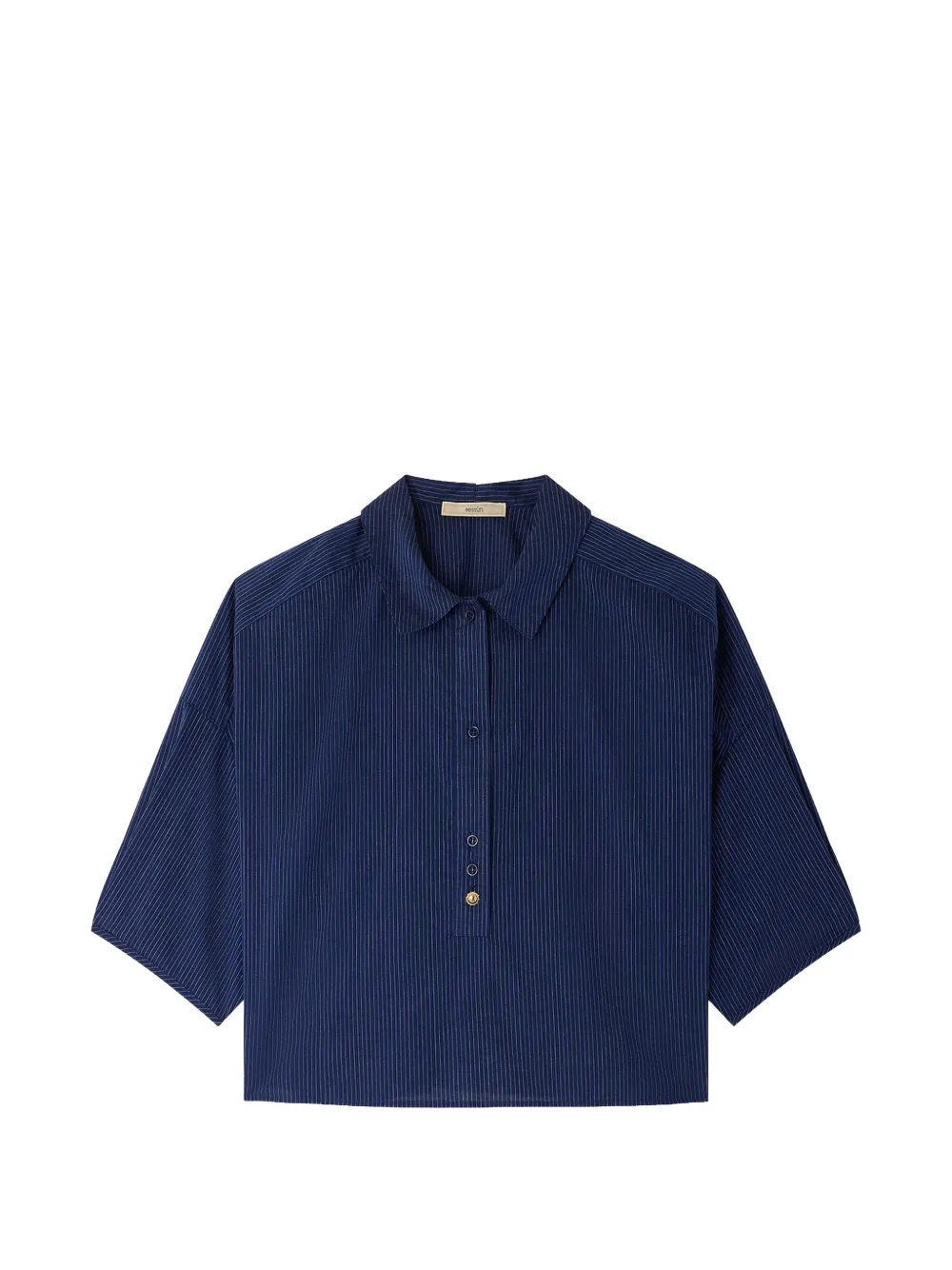 Sessùn U pinstripe-print cropped shirt - Blau