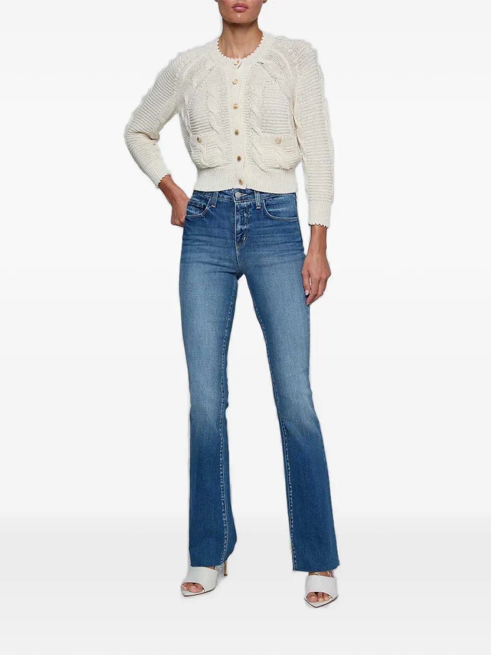 L'Agence Darcy kabelgebreid vest Beige