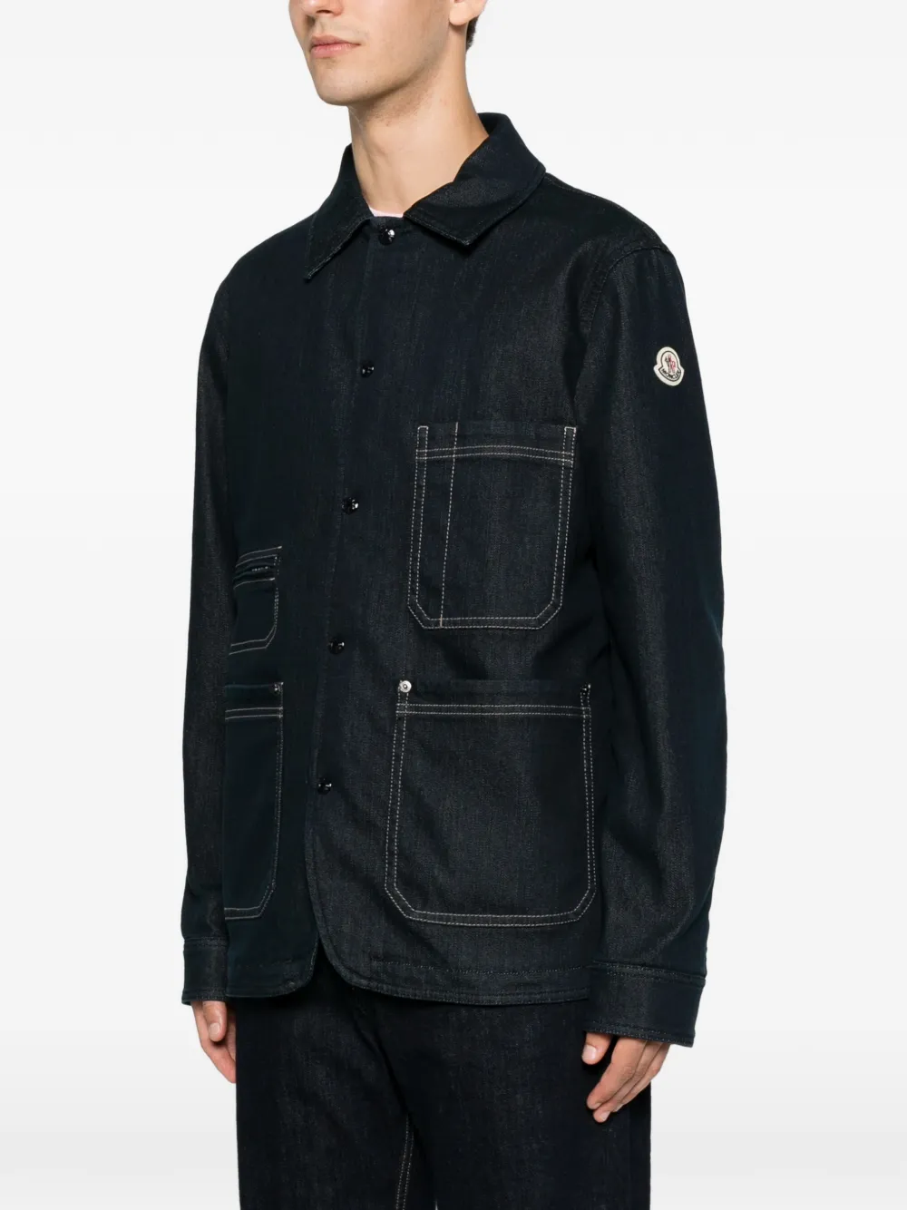  Moncler Patch-pocket Denim Jacket - Azul 