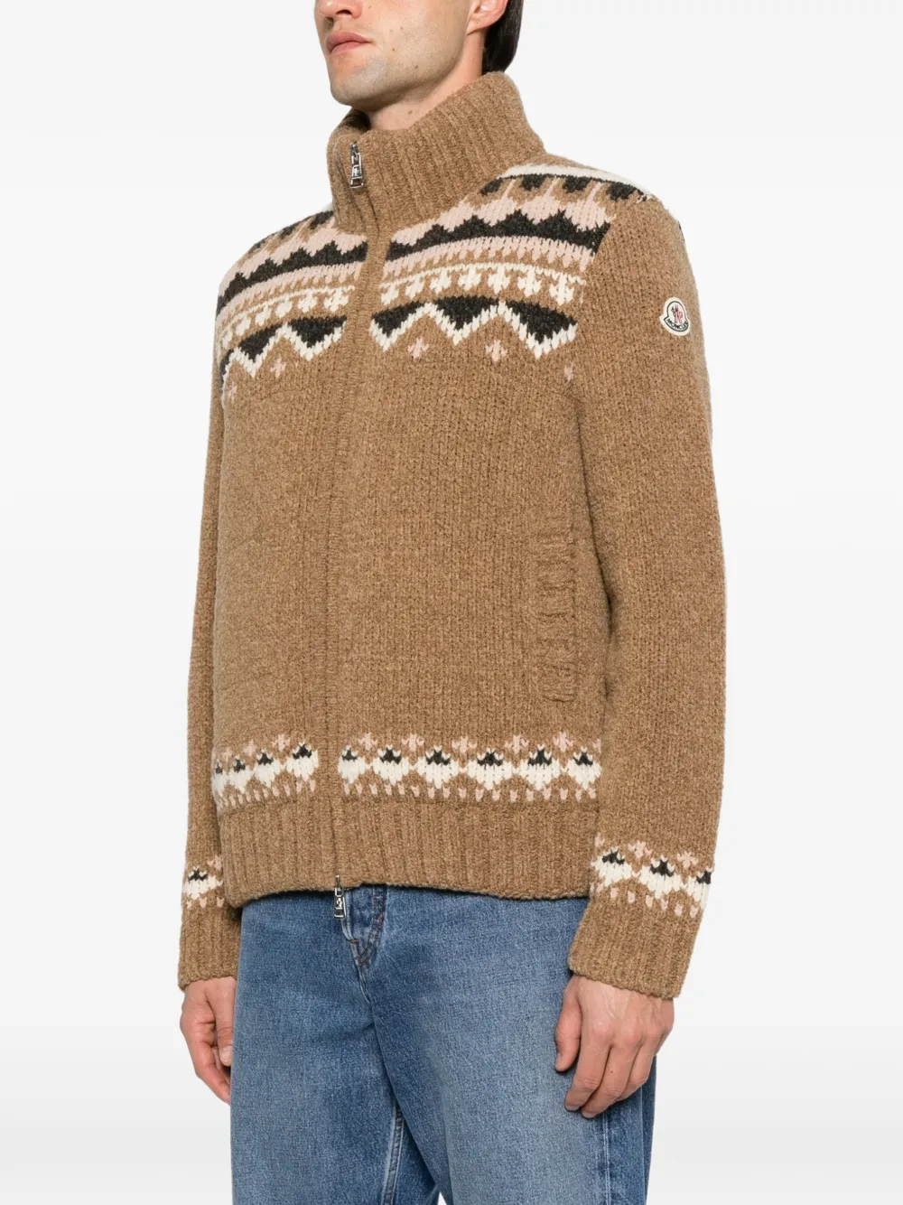 Moncler Fair-isle gewatteerd jack Bruin