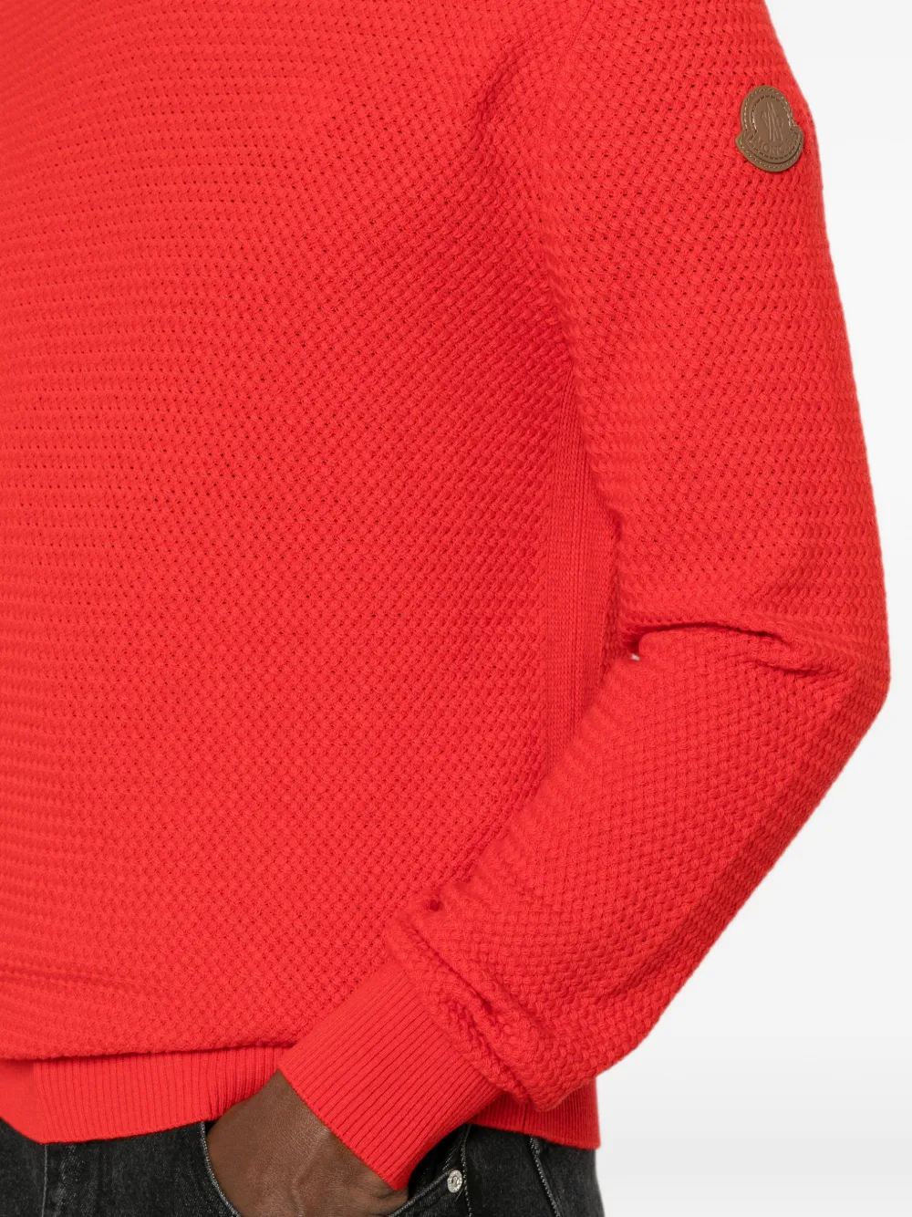 Moncler Kasjmier en wollen trui met textuur Rood