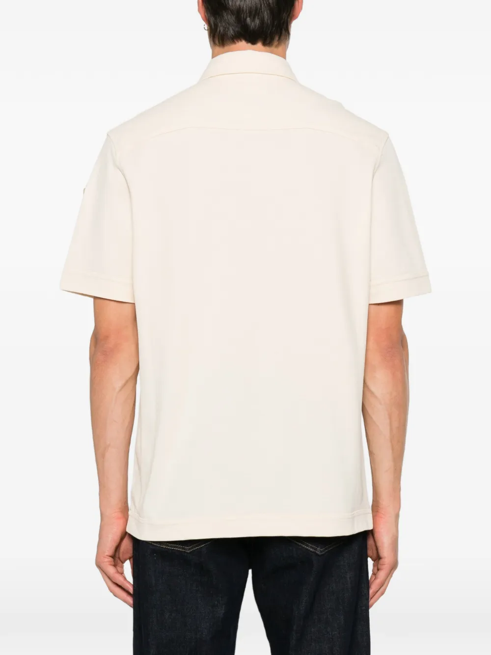 Moncler Katoenen poloshirt met leren logo-label Beige