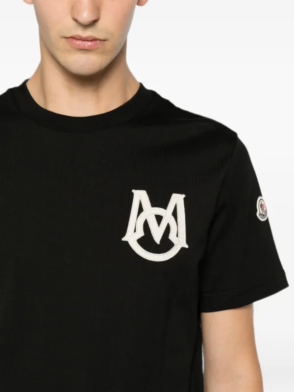 Moncler Camiseta Com Patch De Logo | Preto | FARFETCH BR