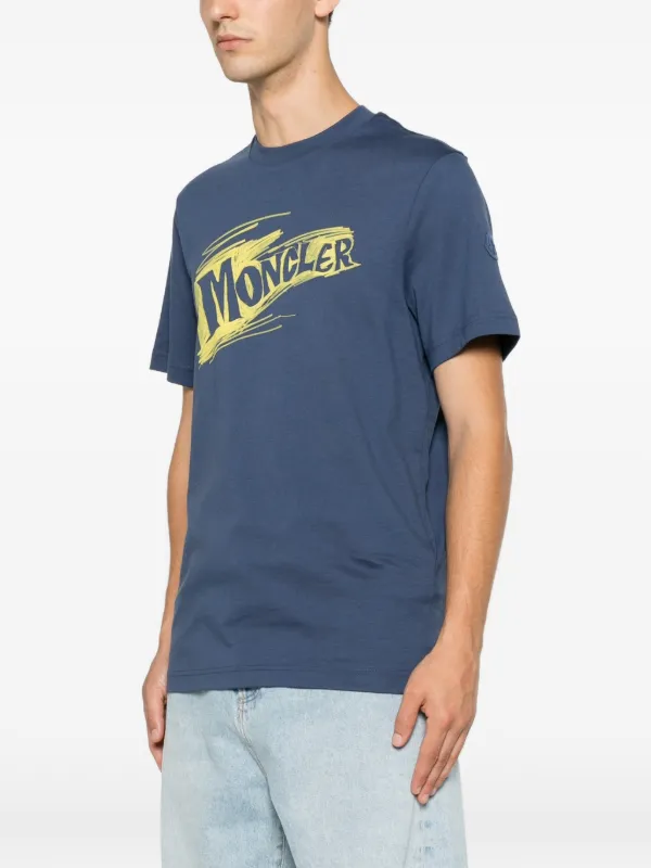 Moncler logo-print T-shirt | Blue | FARFETCH