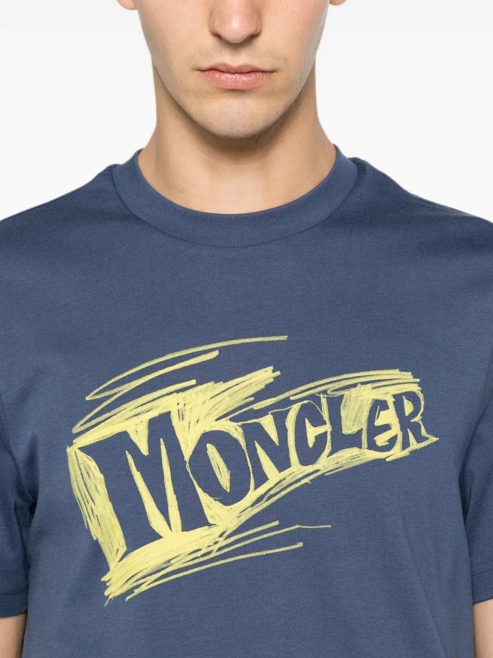 Moncler T-shirt met logoprint Blauw