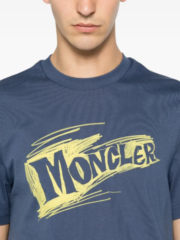 Moncler logo-print T-shirt | Blue | FARFETCH