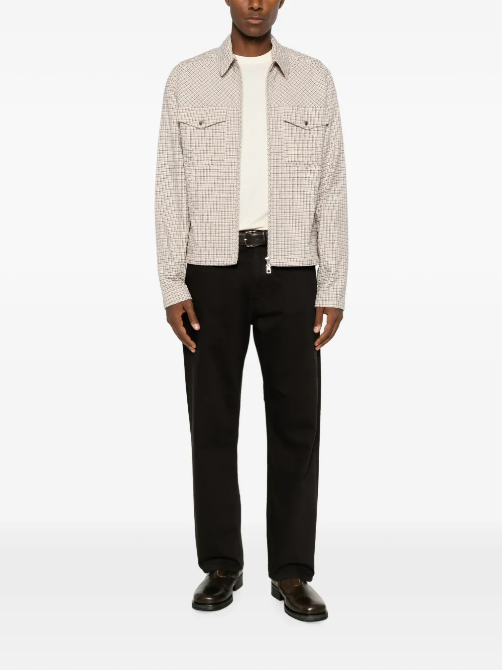Moncler Geruit overhemd Beige