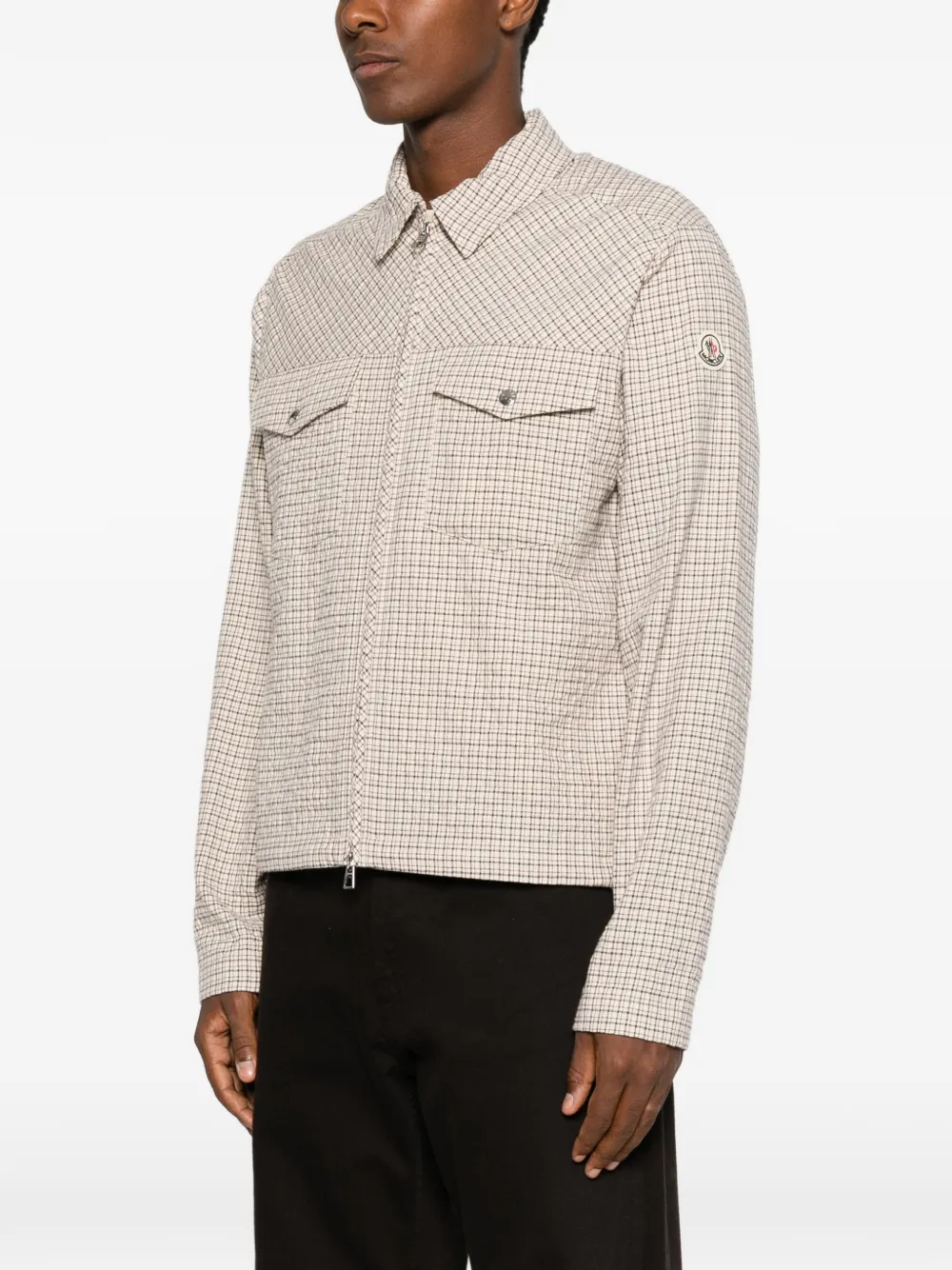 Moncler Geruit overhemd Beige