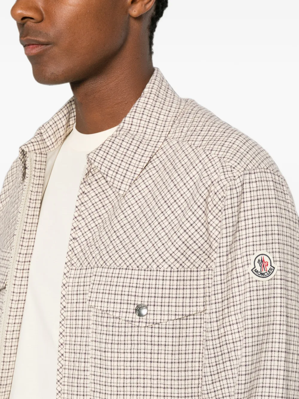 Moncler Geruit overhemd Beige