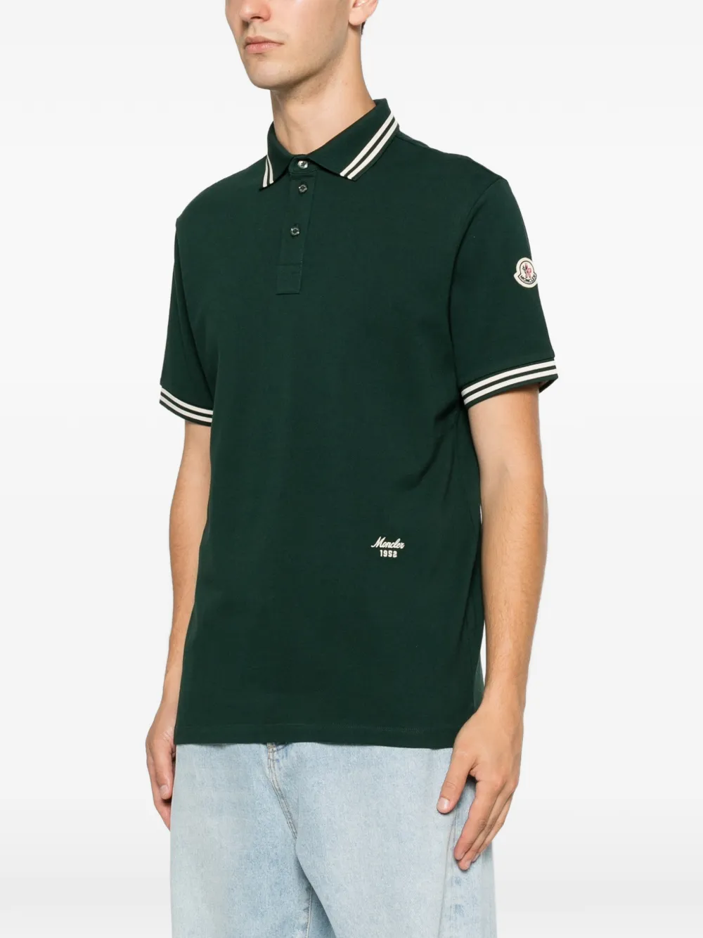 Moncler Poloshirt met gestreepte afwerking Groen