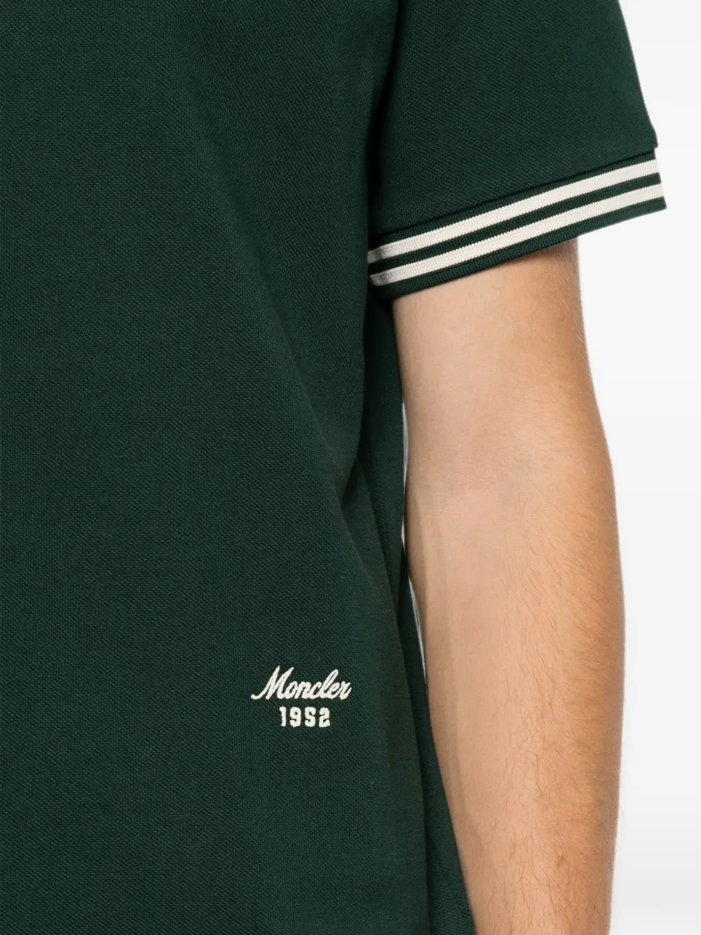 Moncler Poloshirt met gestreepte afwerking Groen