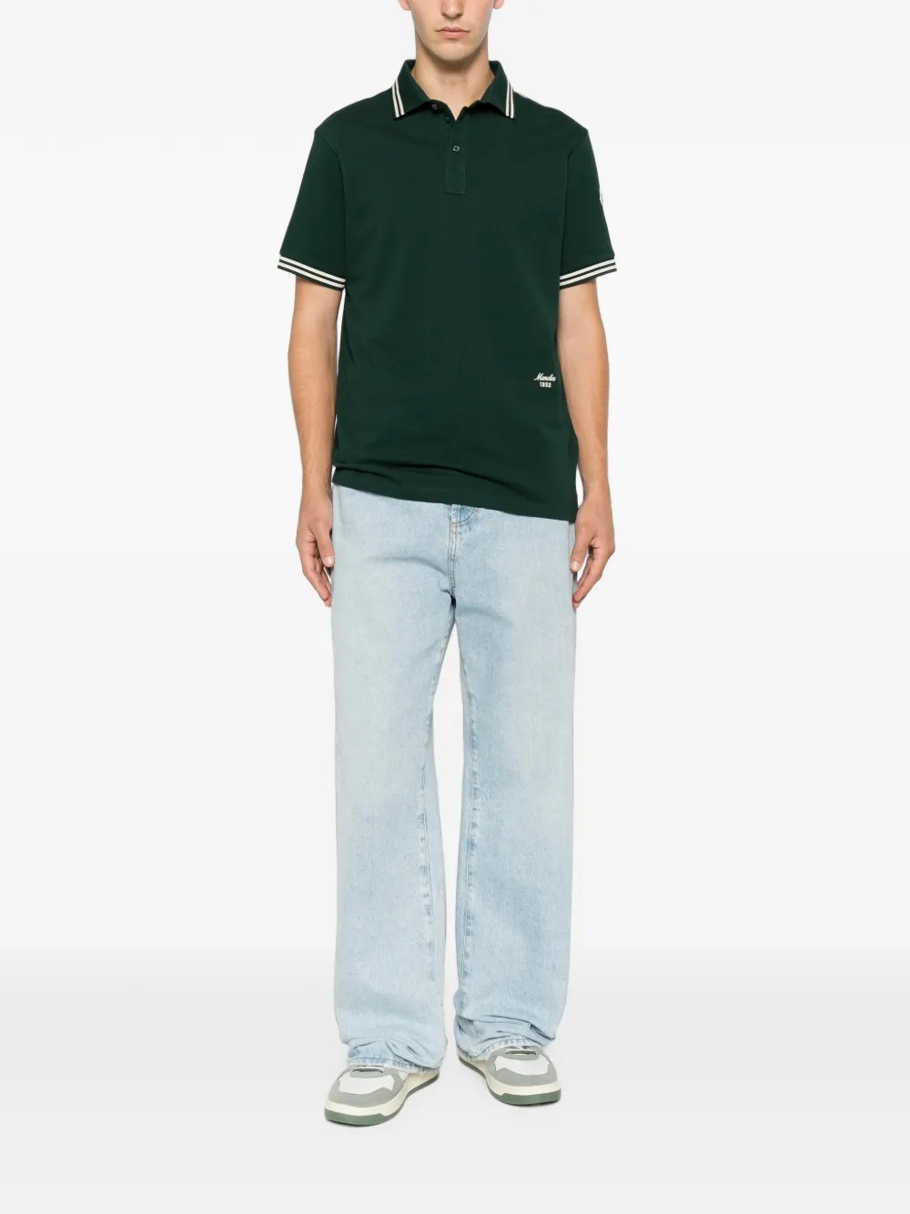 Moncler Poloshirt met gestreepte afwerking Groen