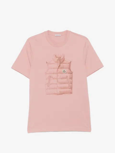 Moncler print-detail logo-embroidered T-shirt