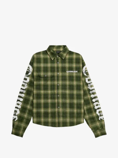 GODMADE Broken Script check-print shirt