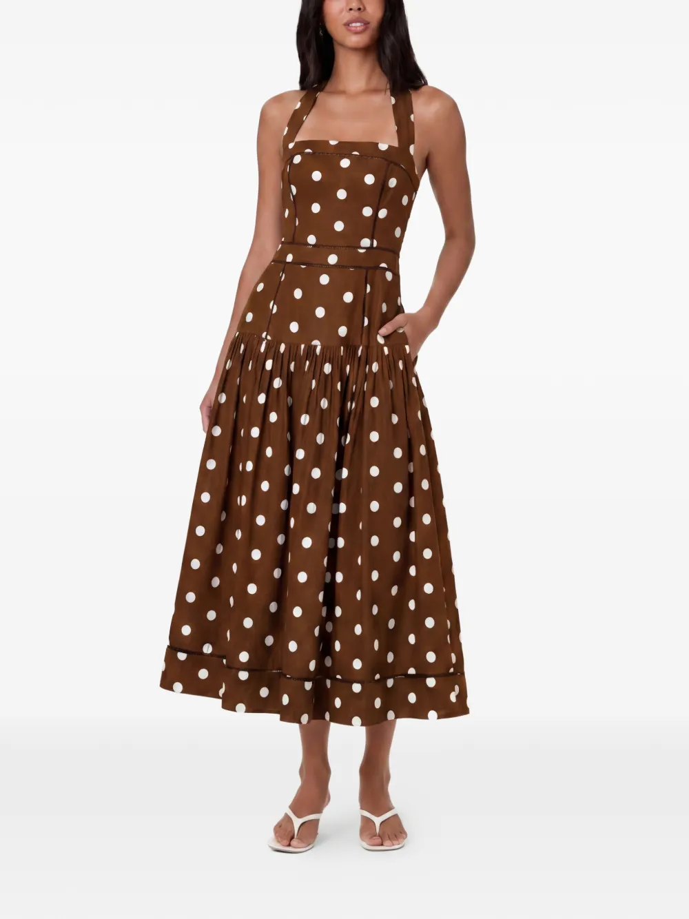 Nicholas Vivianne jurk met stippen Bruin