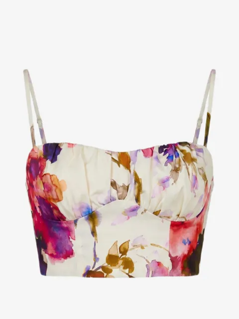 Nicholas floral-print cropped top
