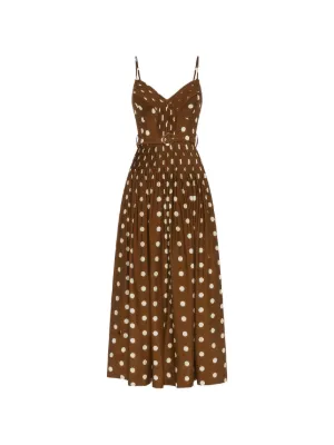 knee length dresses for ladies Jazz Pintuck Midi Dress - Chocolate Brown