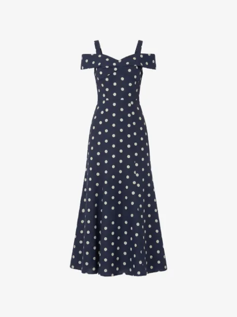 Nicholas Ivana dress - navy polka-dot