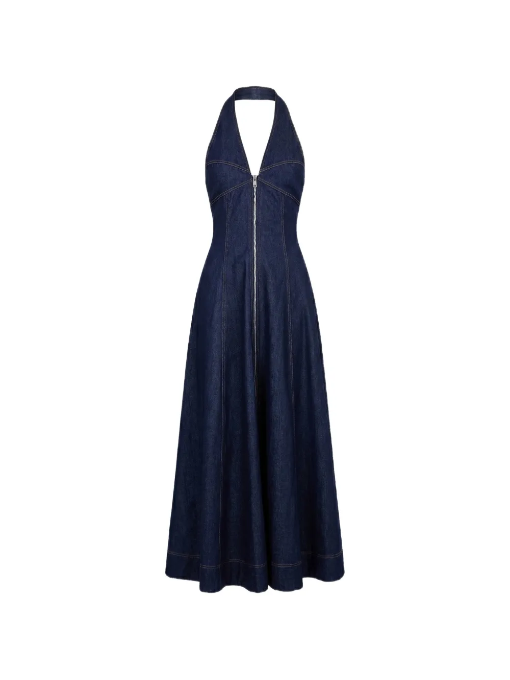 Nicholas Elsa halterneck zip-front maxi dress - Blu