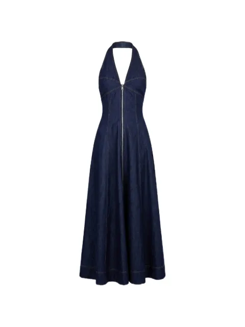 Nicholas Elsa halterneck zip-front maxi dress