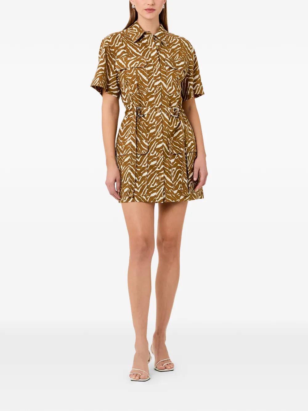 Nicholas Rianne jurk met abstracte zebra Beige