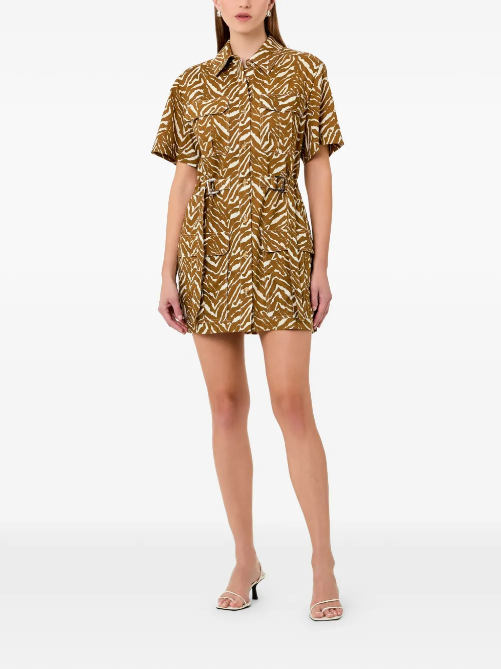 Nicholas Rianne jurk met abstracte zebra Beige