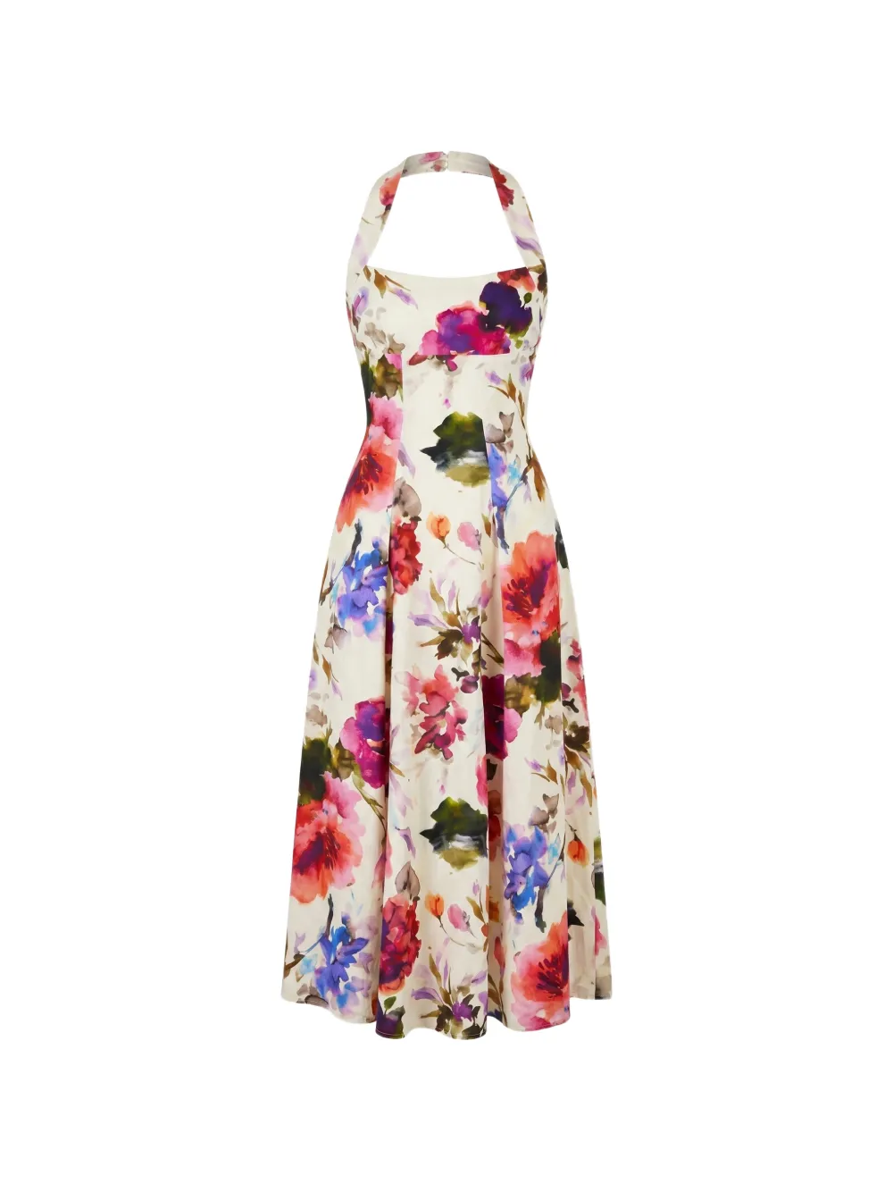 Nicholas Elisabeth Floral-print Halterneck Dress In Multi