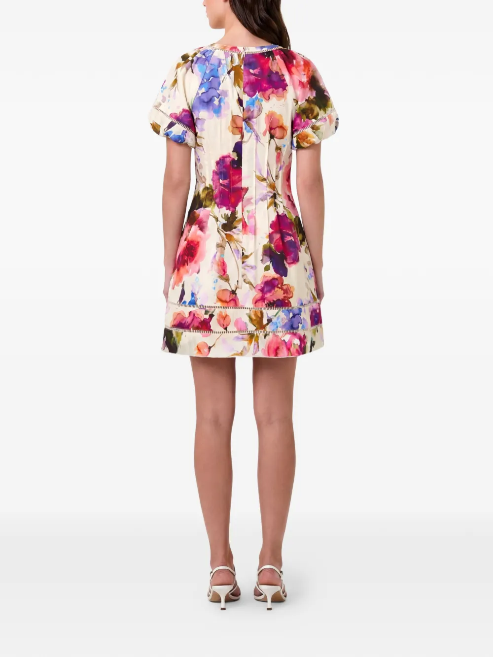 Nicholas Annika jurk met bloemenprint en afwerking Beige
