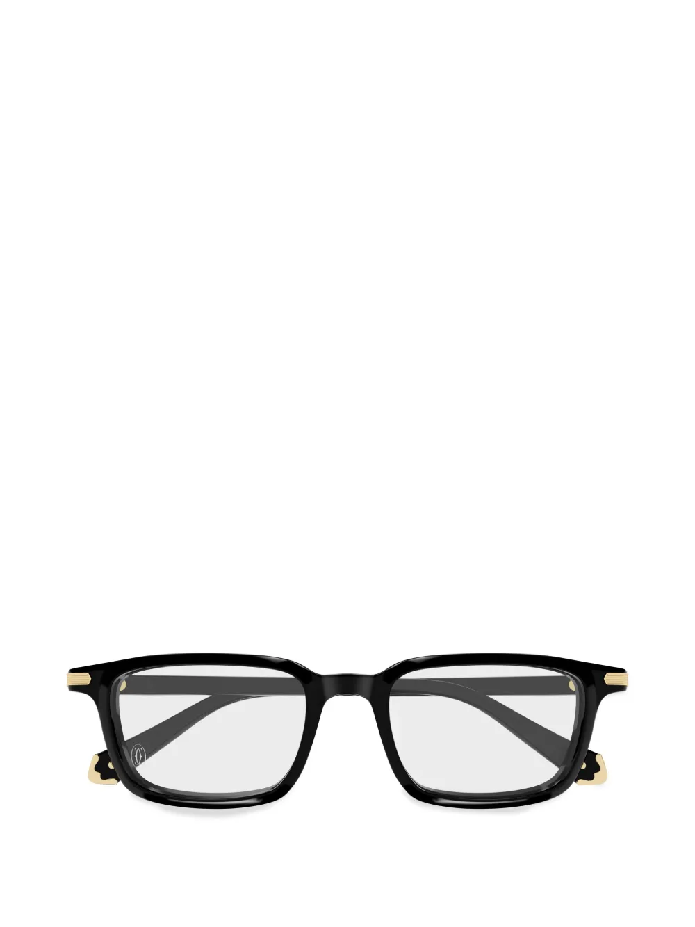 Cartier Eyewear logo-plaque rectangle-frame glasses - Schwarz
