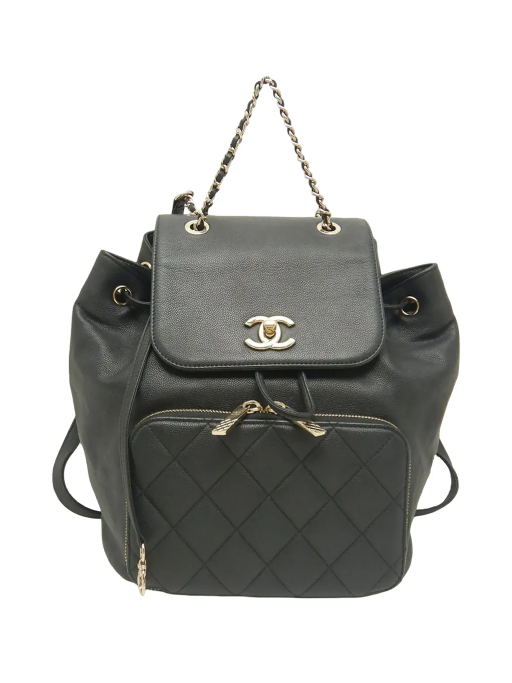 Pre-owned Chanel 2019 Business Affinity Caviar Backpack In Black