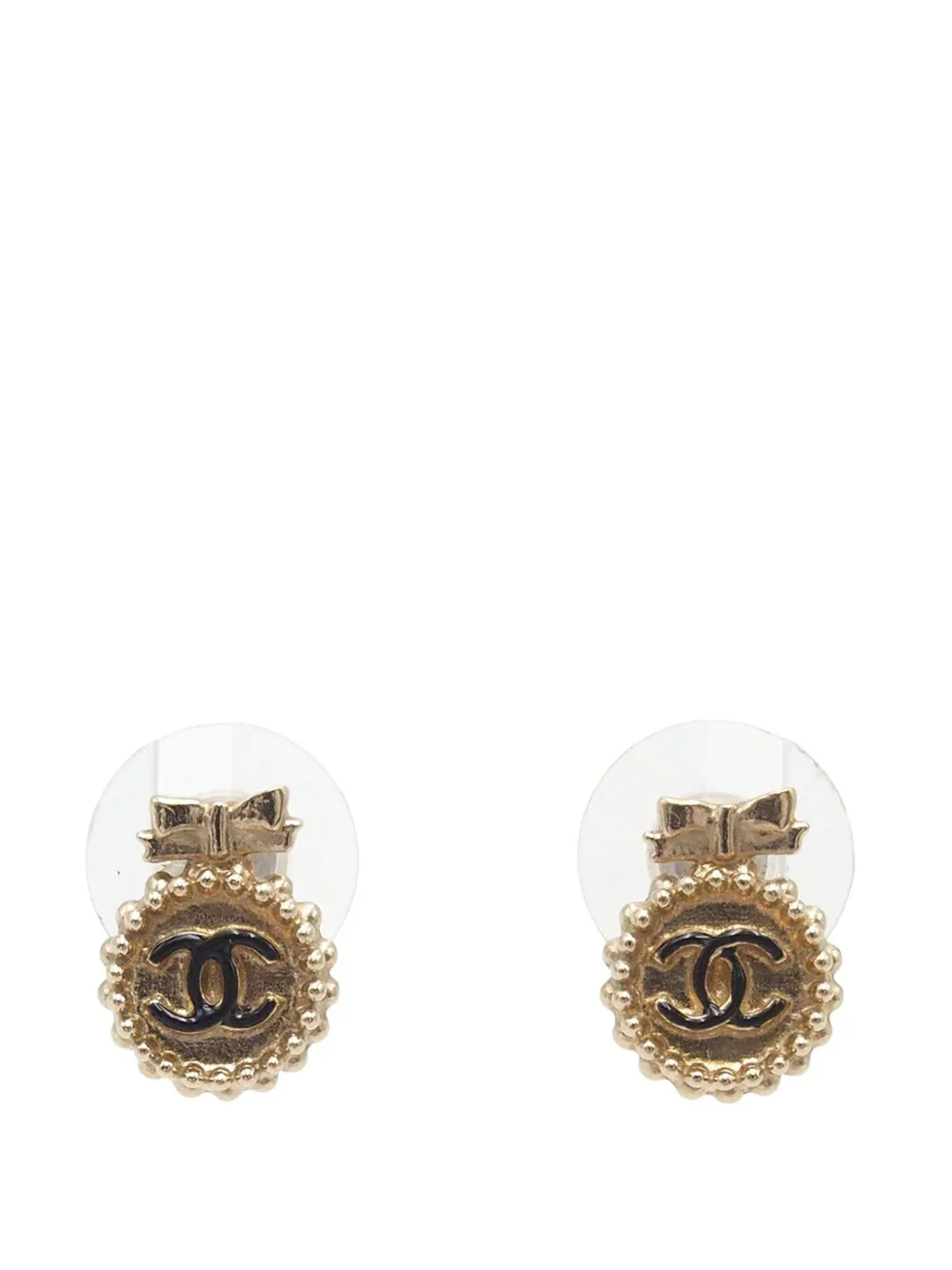 CHANEL Pre-Owned 2014 CC Gold Plated Bow Bullet Back Earrings costume earrings - Oro