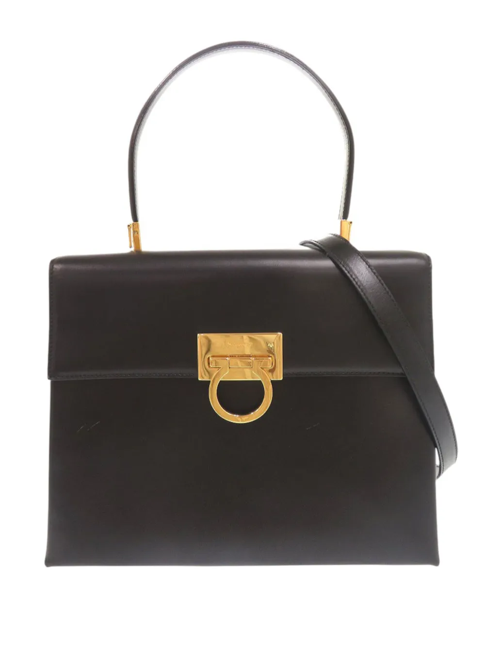 Ferragamo Pre-Owned 2000-2026 Leather Gancini Top Handle Bag satchel - Nero