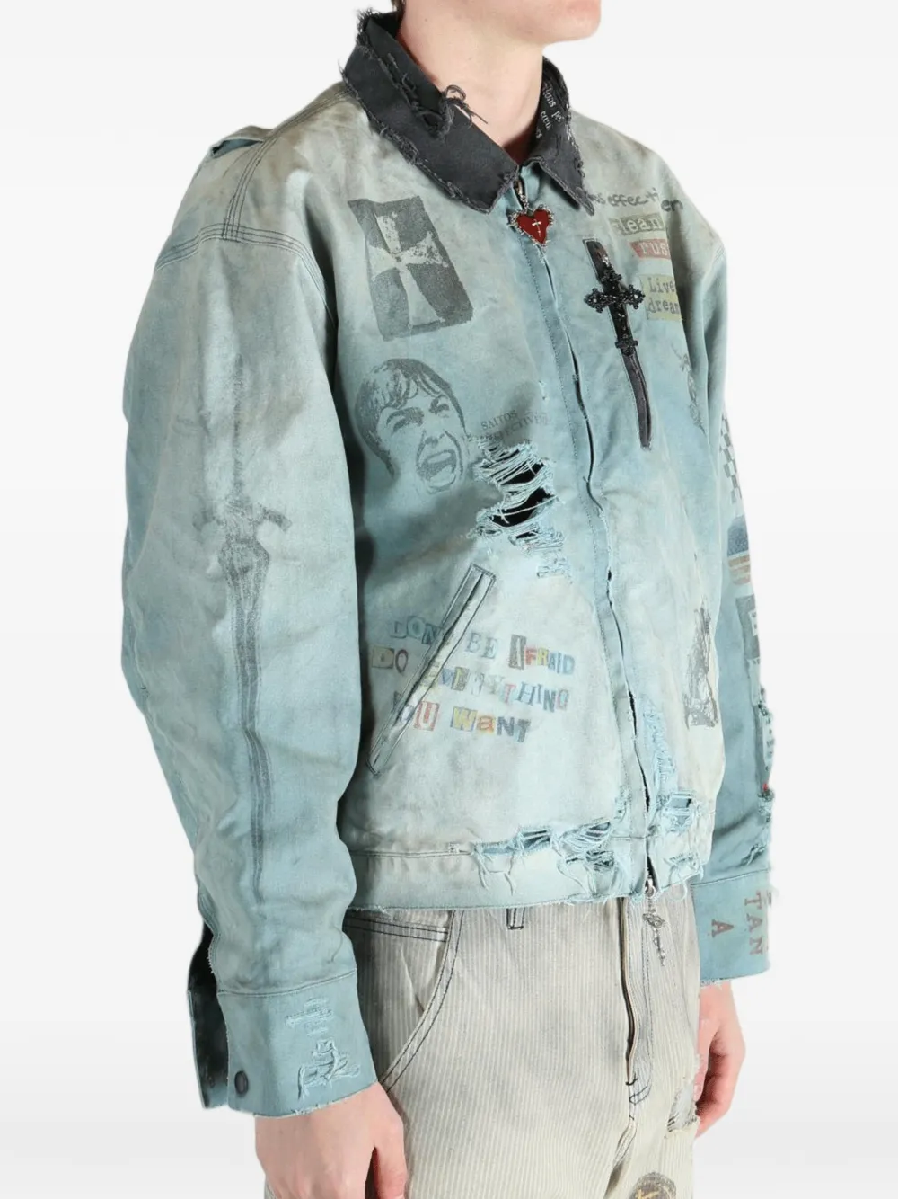  Saitos Chaqueta Worker Con Efecto Envejecido - Azul 